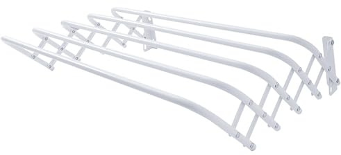 various Tendedero Plegable de Pared 80 cm, Tendedero Extensible y Abatible para Interior y Exterior, Acero Blanco Resistente, 5 Barras para Secado de Ropa, Toallas y Lavandería, Ahorra Espacio
