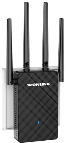 WONLINK WLAN Verstärker, 1200Mbps Dualband mit 4 Antennens WiFi Verstärker WLAN Repeater mit LAN/WAN-Anschluss, WPS/MU-MIMO, 3-in-1 Modus (Repeater/Router/AP) + Signalstärke-Anzeige, Schwarz