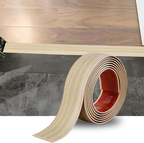 Zayejod 20M PVC Floor Transition Strip Self Adhesive,Beige Grain 4CM | Vinyl Flat Floor Divider Strip Carpet Cover Strips Laminate Threshold Flooring Edge Trim for Joining Floor Tiles Gap Door Bar