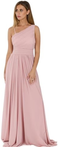 VALORIALUXE Abito Lungo Elegante Donna Monospalla – Corpetto Plissettato, Linea Fluida in Tessuto Morbido – Vestito da Cerimonia,