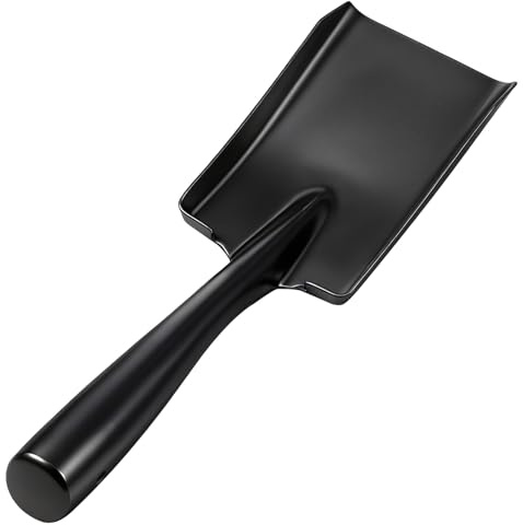 KALLORY Fireplace Ash Shovel and Coal Hand Scoop for Outdoor Gardening and Fireplace Use, Manganese Steel Square Shovel with Sturdy Scoop Head for Ash Bucket and Snow Removal