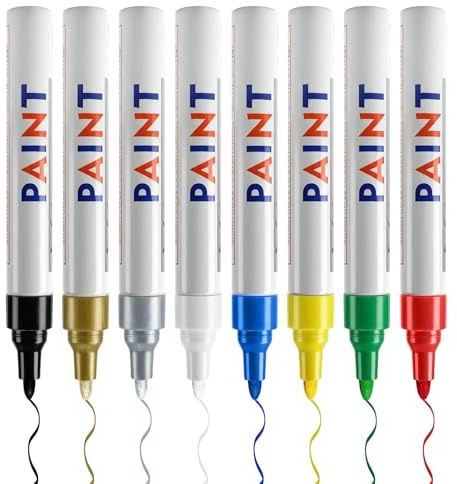 8 Colors Paint Pens Paint Markers, Oil-Based Waterproof Paint Marker Pen Set for Wood, Fabric, Glass, Ceramic, Fabric, Quick-Drying, Permanent Art Marker Pens for DIY Craft Projects and Decorating