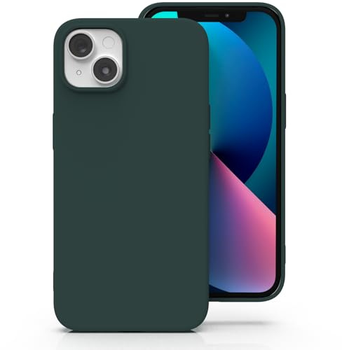 Zuvirelx Silicone Case for iPhone 13, Soft Grip, Thin, Minimalist, Shockproof, Non-Slip, Pocket-Friendly - Dark Green