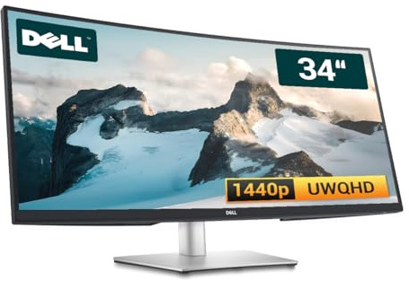 Dell P3421W 34 Zoll Business Computer Monitor, Desktop Gaming Monitor, QHD Ultra Wide 1440p (DisplayPort - HDMI - USB-C - USB-HUB - VESA), PC Bildschirm, Schwarz/Silber (Generalüberholt)