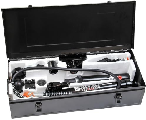 SIP 10 Ton Porta Power Auto Body Repair Kit Hydraulic Straightening Ram | Panel Beating Tools, Frame Alignment, 700 Bar, 520mm Length, 53mm Stroke, Metal Case, Safety Valve, Workshop, Spreader