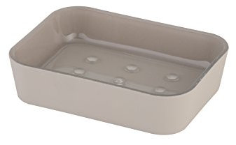 axentia Lena, Badaccessoire, Seifenablage gummiert, Ablage für Seifenstücke, Badausstattung mit Abtropfnoppen, Taupe Seifenschale, Edelstahl, 11.8 x 8.9 x 2.8 cm