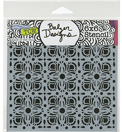 The Crafters Workshop Flower Tiles Stencil, Transparent, 6 x 6-Inch (18 x 16 x 0.1 cm)