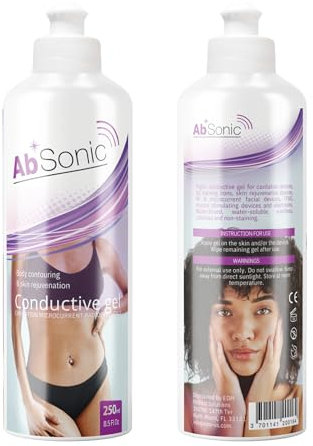 Absonic - Conductive Gel for Cavitation, Microcurrent, Radiofrequency, TENS, EMS, Muscle Stimulation, NuFace, Facial Devices, Body Sculpting & Skin Rejuvenation - 2x8.5 oz - Paraben-free