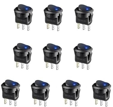 Interruptor de interruptor SPST de 12 V 20 A con luz LED azul de punto 8 piezas de botón de interruptor automático