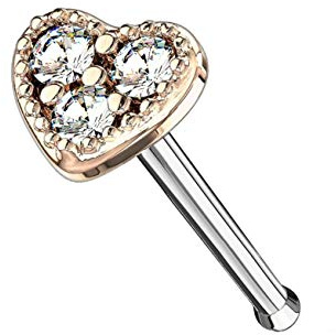 beyoutifulthings Nasen-Piercing Herz ZIRKONIA 4mm Nasen-Ring Nasen-Stecker Chirurgenstahl Multicolor Stab-Länge 6mm