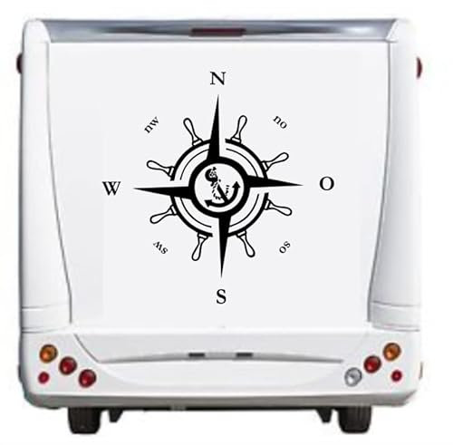 generisch Kompass Aufkleber Windrose Aufkleber 20x20cm, 30x30cm, 45x45cm für Caravan Wohnmobil Wohnwagen Auto oder als Wand Tattoo (233) (Weiß Glanz, 20x20cm)