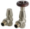 Milano Windsor Satin Nickel Angled Heated Towel Rail Radiator Thermostatic Valves