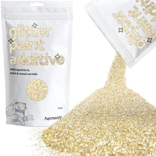 Hemway Glitter Paint Additive - Champagne Gold | Fine Metallic Flakes for Adding Sparkle to Paints & Wood Varnish | Add to Emulsion, Acrylic & Latex for Indoor Sparkly Walls | 100 g