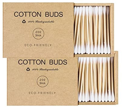 Kiemeu Wattestäbchen aus Bambus, umweltfreundliche Verpackung, biologisch abbaubare Wattestäbchen zur Reinigung von Ohren und Make-up, Holzstäbchen