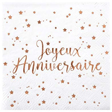 Serviette Anniversaire Rose Gold x20