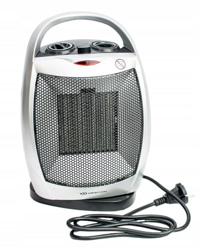 DEDRA Keramik-Heizlüfter mit Oszillation DESCON 1800W, Weiß, 3 Luftstrommodi, Thermostat, Überhitzungsschutz, zur zonalen Beheizung, kompakte Bauweise