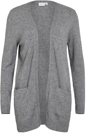 Vila Damen Viril Open L/S Knit Cardigan - Noos Strickjacke, Medium Grey Melange, XS EU
