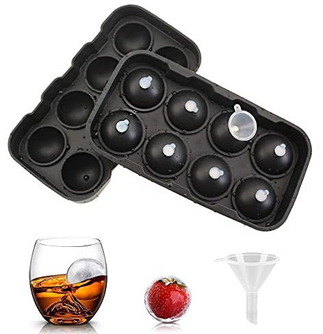 Eiskugelform mit 8 Whiskykugeln, runde Eishockeyform, mit kleinem Trichter für Whisky-Cocktailgetränke, Gin (Durchmesser der Kugel: 4,5 cm)