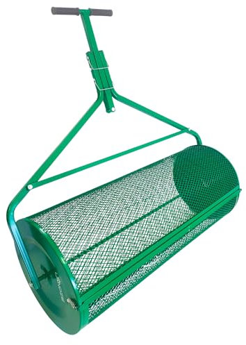 LANDZIE Rasen- und Gartenstreuer – 111,8 cm robuster Metallgitter-Korbstreuer – Kompost, Torfmoos, Obererde, Mulch – langlebig, leicht, Mehrzweck-Gartenpflegeausrüstung, Dungstreuer