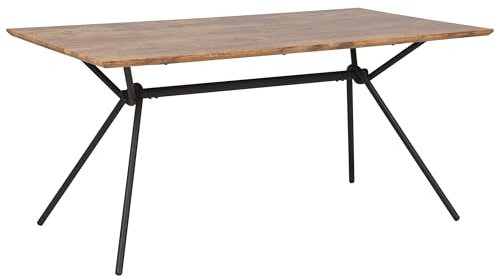 Mesa de comedor transparente 160 x 90 cm tapa de cristal patas de madera rectangular escandinava moderna Amsterdam