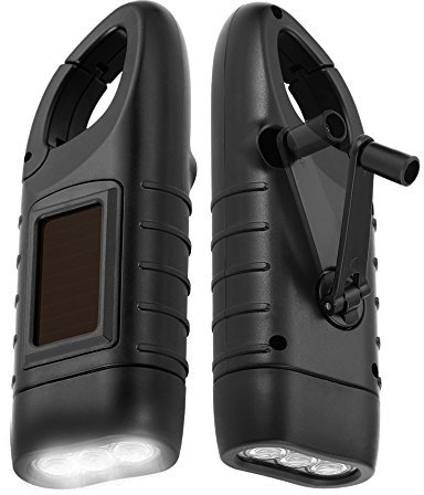 Simpeak 2 Pcs Linterna LED Linterna Mini Portátil, LED Linterna de Mano Resistente al Agua con Cargador Solar (Negro*2)