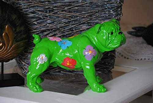 Mops Bunt Designer Hund Deko Figur ca. 33cm Neu Handbemalt Blumen