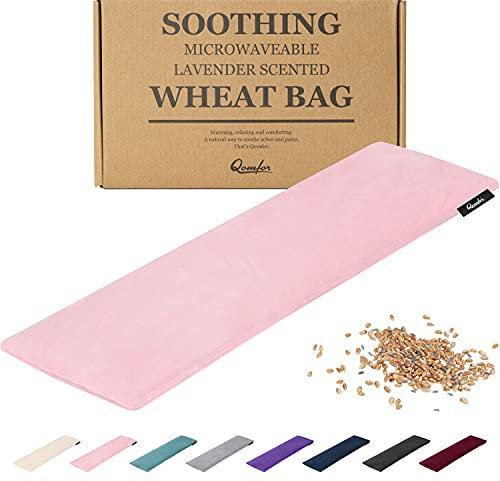 Coussin Chauffant Micro Ondes - Grande Poche Chauffante Micro Onde - Sac Polaire Douce rempli de Blé et de Lavande pour Soulagement Douleur, Douleur Cou, Épaules et dos - Réutilisable - Rose