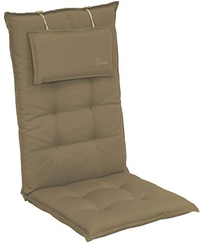elGiga Sun Garden Hochlehner-Auflage 1-Stück Inco Champagner 120 x 50 x 7 cm für Gartenstuhl, mit Kopfpolster, hochwertig, waschbar und pflegeleicht