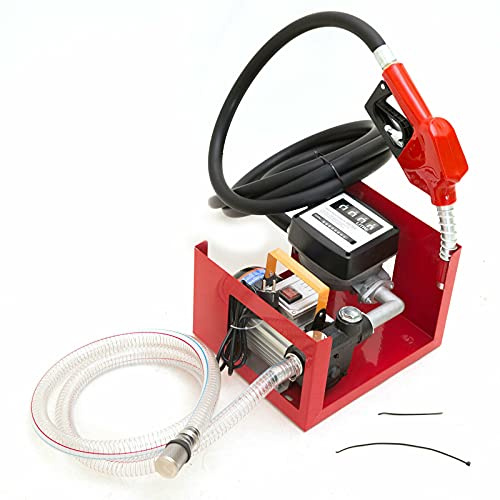 Pompa diesel elettrica autoadescante, 230 V, set pistola automatica con giunto girevole, tubo da 4 m, comodo serbatoio con 60 l/min, gasolio