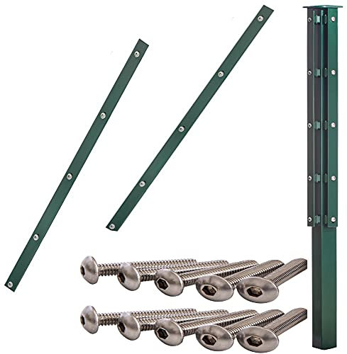 Einzelne Zaunpfosten/Eckpfosten Moosgrün RAL 6005 (Eckpfosten mit Flachleiste, Höhe 0,63m)