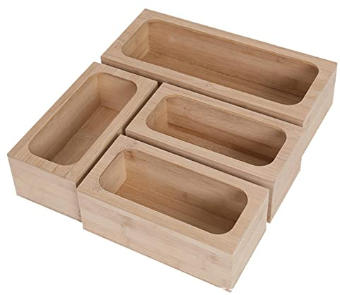 vincente Ziplock Bag Holder | Food Bag Storage Organizer for Kitchen Drawer, Bamboo Kitchen Drawer Organizer Holders Dispenser 4 Piece Set for Gallon, Quart, Sandwich, Snack Bags