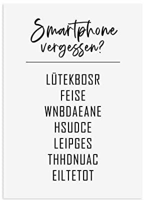 Nastami Poster Badezimmer Spruch Poster Toilette Geschenk Einzug (Smartphone vergessen?, DIN A4)