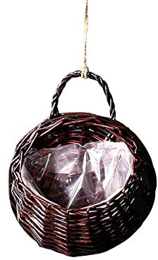 JAWSEU Pot de Fleur Suspendu en Osier - Panier de Fleurs à Suspendre en Rotin - Récipient de Vase Mural Tissé à La Main pour Plantes Grimpantes