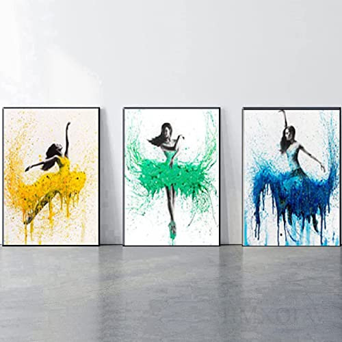 HMXQLW Ballett Wandbilder Ballerina Mädchen Bilder kunstdrucke Tanzstudio Deko,Leinwandbilder Poster und Drucke Wandkunst Schlafzimmer Rahmenlos (3X60X80CM,2)