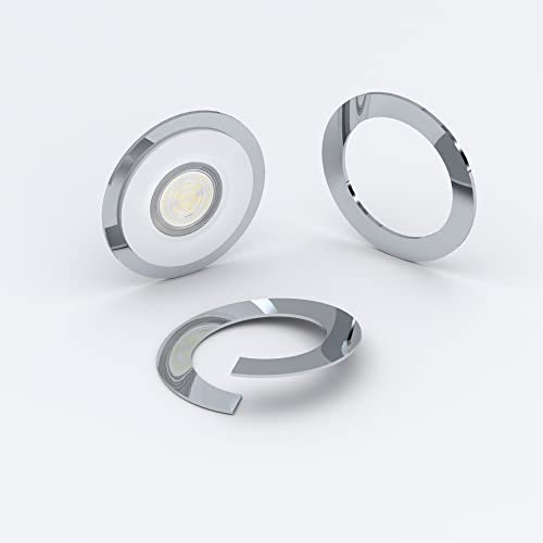 White & Silver Downlight Spotlight Surround Bezel Converter - Split Cut (Silver, Outside - 110mm x Hole - 65mm)