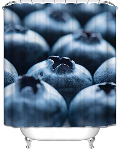 EHOMERY Duschvorhang Jalousie Duschrollo Ersatz Blaubeere Duschvorhang Für Duschkabine Duschrollo Seitlich Ausziehbar Polyester Rostfreie Ösen Und 12 Hakenringe, 140X180Cm