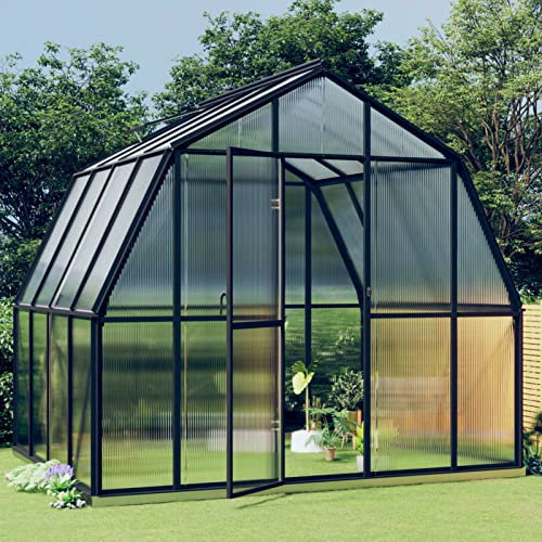 Festnight Serre de Jardin,Serre Polycarbonate,Serre de Jardin Polycarbonate,Serre de Jardin Exterieur,Serre de Jardin Aluminium et Polycarbonate,Cadre Aluminium, Base inclue 6,66 m²