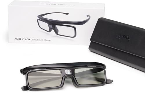 AWOL VISION DLP Link 3D-Brille, wiederaufladbare aktive Shutterbrille, kompatibel mit AWOL VISION LTV-2500, LTV-3500, Vanish TV und Anderen DLP-Link 3D-Projektoren (1 Pack)