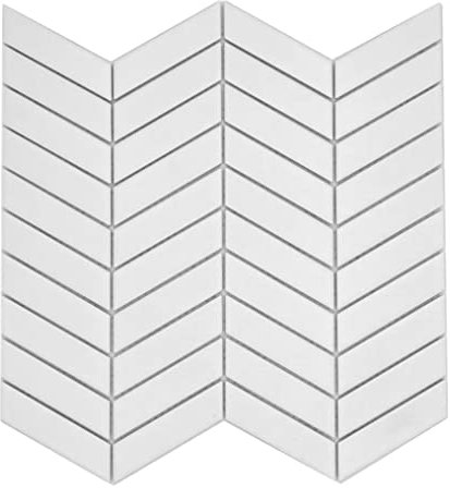 Keramik Mosaikfliese Fischgrät uni weiß matt Wand Fliesenspiegel Küche Dusche