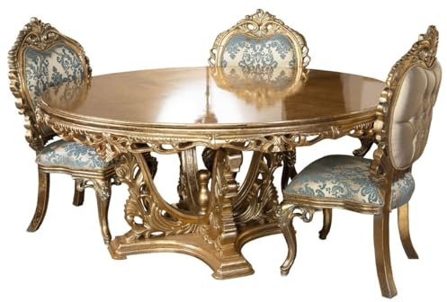 Casa Padrino Luxus Barock Esstisch Gold - Runder Barockstil Esszimmer Tisch - Runder Barockstil Küchen Tisch - Luxus Esszimmer Möbel im Barockstil - Barock Esszimmer Möbel