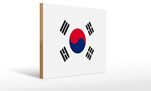 Femer Holzschild Flagge Südkoreas 40x30cm Flag of South Korea