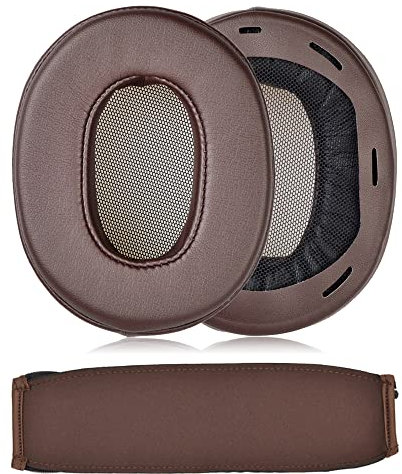 JHZZWJ Ersatz Ohrpolster&Kopfband-Abdeckung für Durchmesser Sony MDR-1A, MDR-1ADAC Ohrpolster aus Kunst Leder Browm