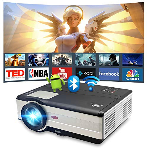 Smart LED LCD Projector with WiFi Bluetooth Apps,1080P Full HD Android Wireless LCD Video Projector Support Airplay,Miracast,HDMI,USB,Built-in System/Speakers for iPhone iPad Laptop PS5 TV Stick DVD