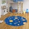 Snapstyle Kinderteppich Spielteppich Kinderzimmer Pflegeleicht Weltall Blau Bunt Rund in 7 Größen