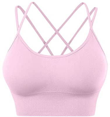 unilarinna Damen Rücken Sport BH Verdickter Schnürsenkel Kurzer Yoga Fitness BH Damen Cross Back Sport BH mit gepolsterten Riemen Cross Short BH geeignet für Yoga Workout Fitness Low Impact