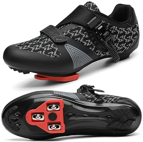 Unisex Cycling Shoes Compatible with Peloton & SPD Bike Black Size 43