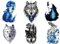 Tatouages loups pour homme - Faux tatouages - Tatouages d'animaux - Faux tatouages - Festival - Loup 6 - Bleu