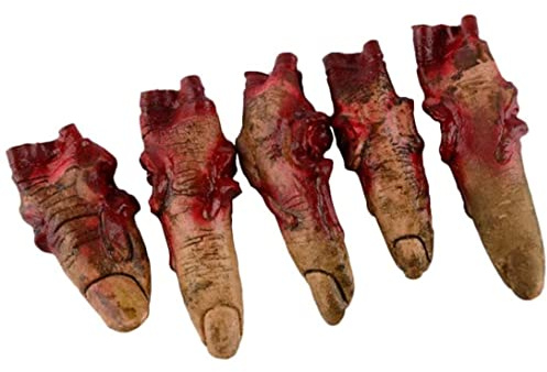 Doigts coupés d'Halloween, 5pcs / ensemble de doigts sanglants effrayants décoration d'Halloween, de fausses parties sanglantes, accessoires de doigts de finesse d'horreur pour décoration d'Hallo