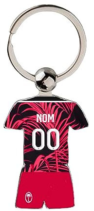 Porte Clé Rugby Fidji CDM 2023 Maillot Domicile Personnalisable avec Nom et Numéro