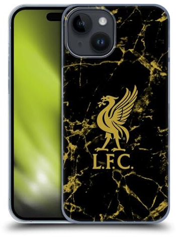 Head Case Designs Officially Licensed Liverpool Football Club Black & Gold Marble Crest & Liverbird Patterns 1 Hard Back Case Compatible With Apple iPhone 15
